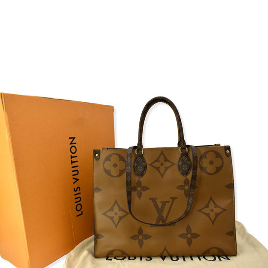 LOUIS VUITTON Onthego GM Giant Monogram Canvas Tote Shoulder Bag Brown