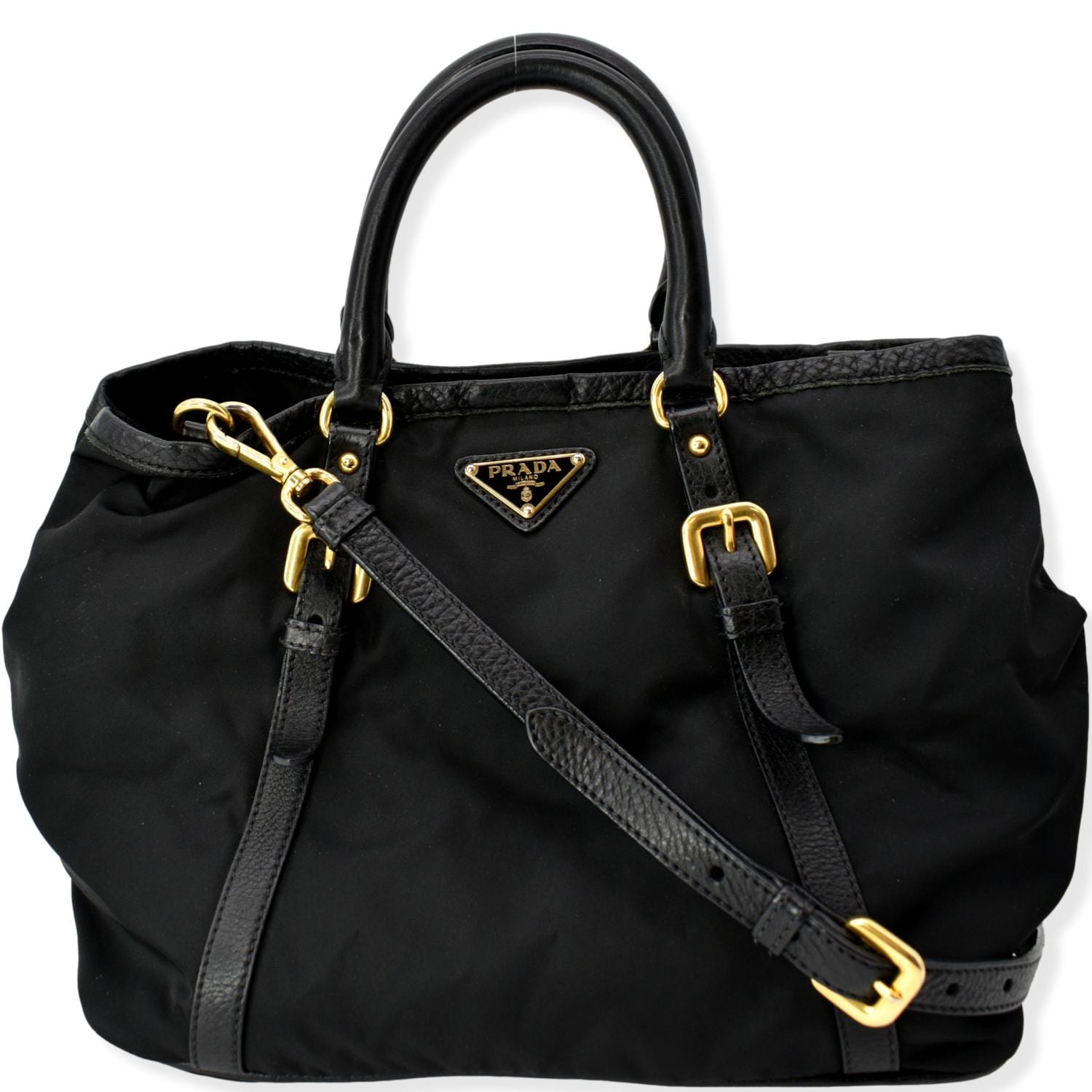 Prada Tessuto Nylon Shoulder Bucket Bag Black