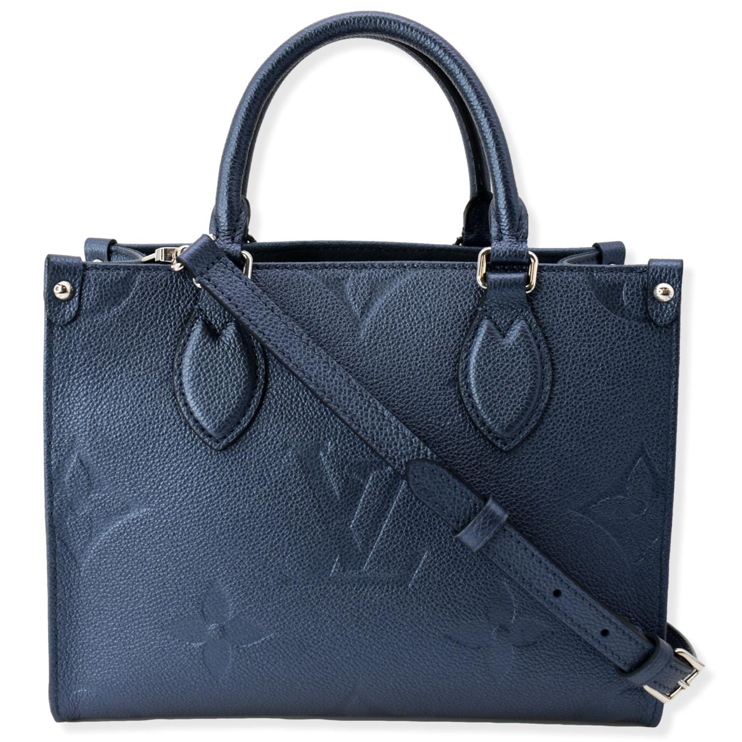 LOUIS VUITTON Onthego PM Monogram Empreinte Tote Shoulder Bag Navy Nac