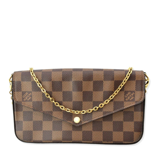 LOUIS VUITTON Pochette Felicie Damier Ebene Crossbody Bag Brown