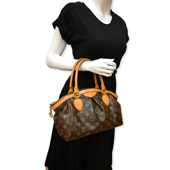 Louis Vuitton Tivoli Top Zip Satchel Handbag Monogram Canvas PM Brown 
