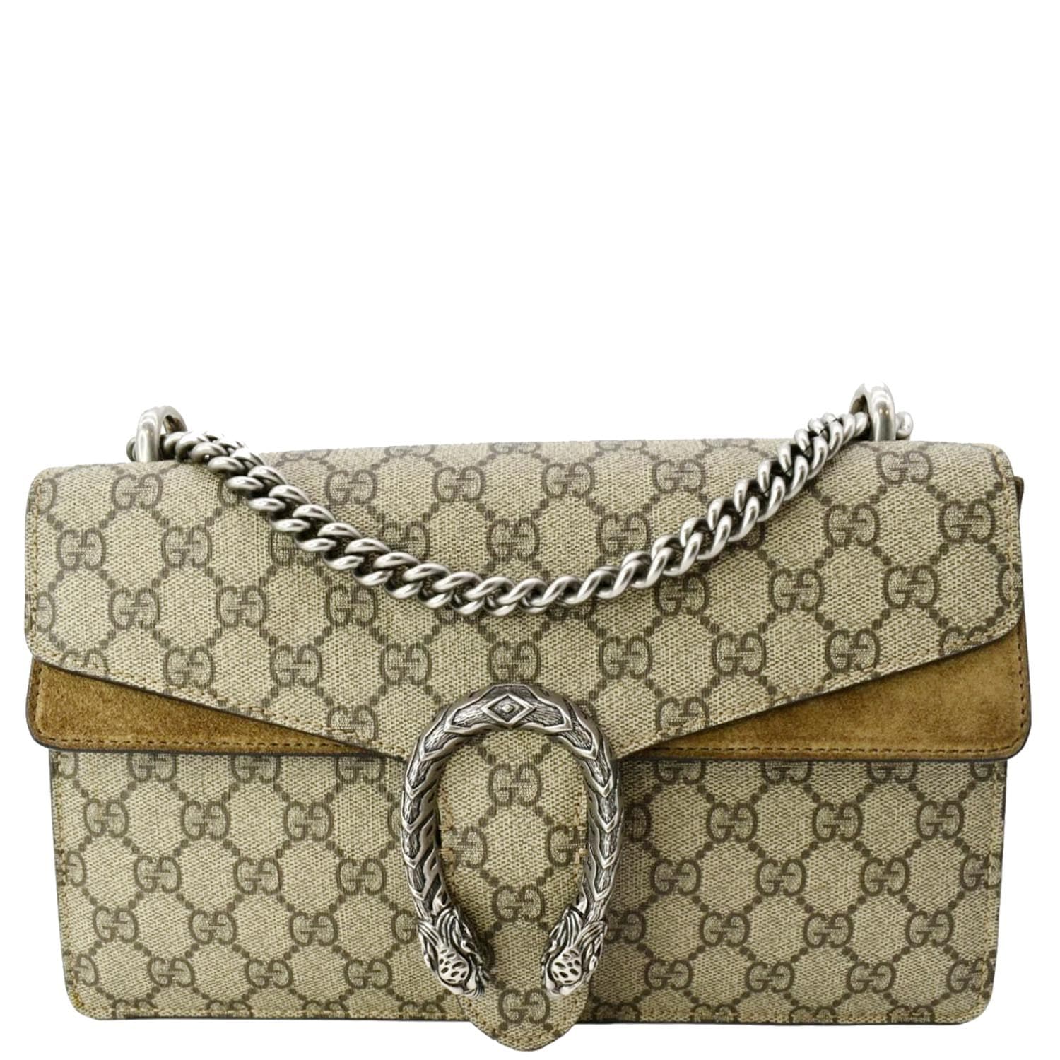 Dionysus GG small rectangular bag in beige and white canvas