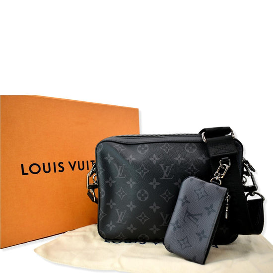 LOUIS VUITTON Trio Monogram Eclipse Messenger Bag Grey