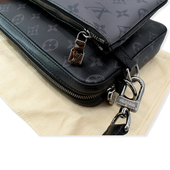 LOUIS VUITTON Trio Monogram Eclipse Messenger Bag Grey