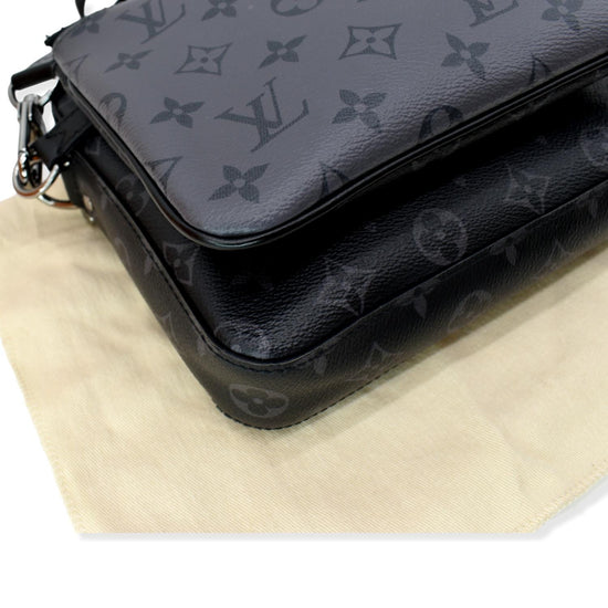 LOUIS VUITTON Trio Monogram Eclipse Messenger Bag Grey