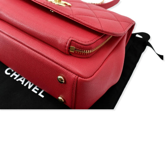 CHANEL Business Affinity Small Caviar Quilted Shoulder Bag Red - Hot D