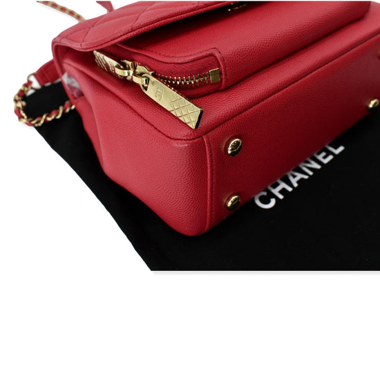 CHANEL Caviar Quilted Small Business Affinity Shopping Bag Red 1160353