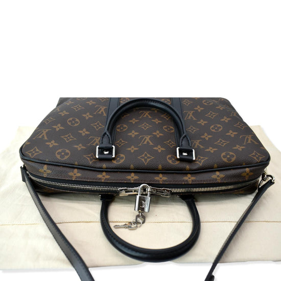 Louis Vuitton Monogram Macassar Canvas Porte-Documents Voyage PM Briefcase  Laptop Bag Article: M52005