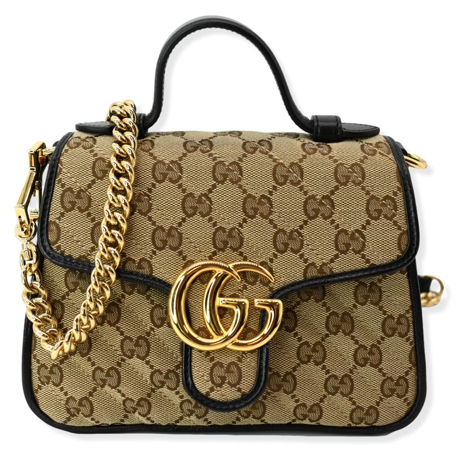 Gucci GG Marmont Small Diagonal Matelasse Bag Original GG Canvas Beige/Ebony