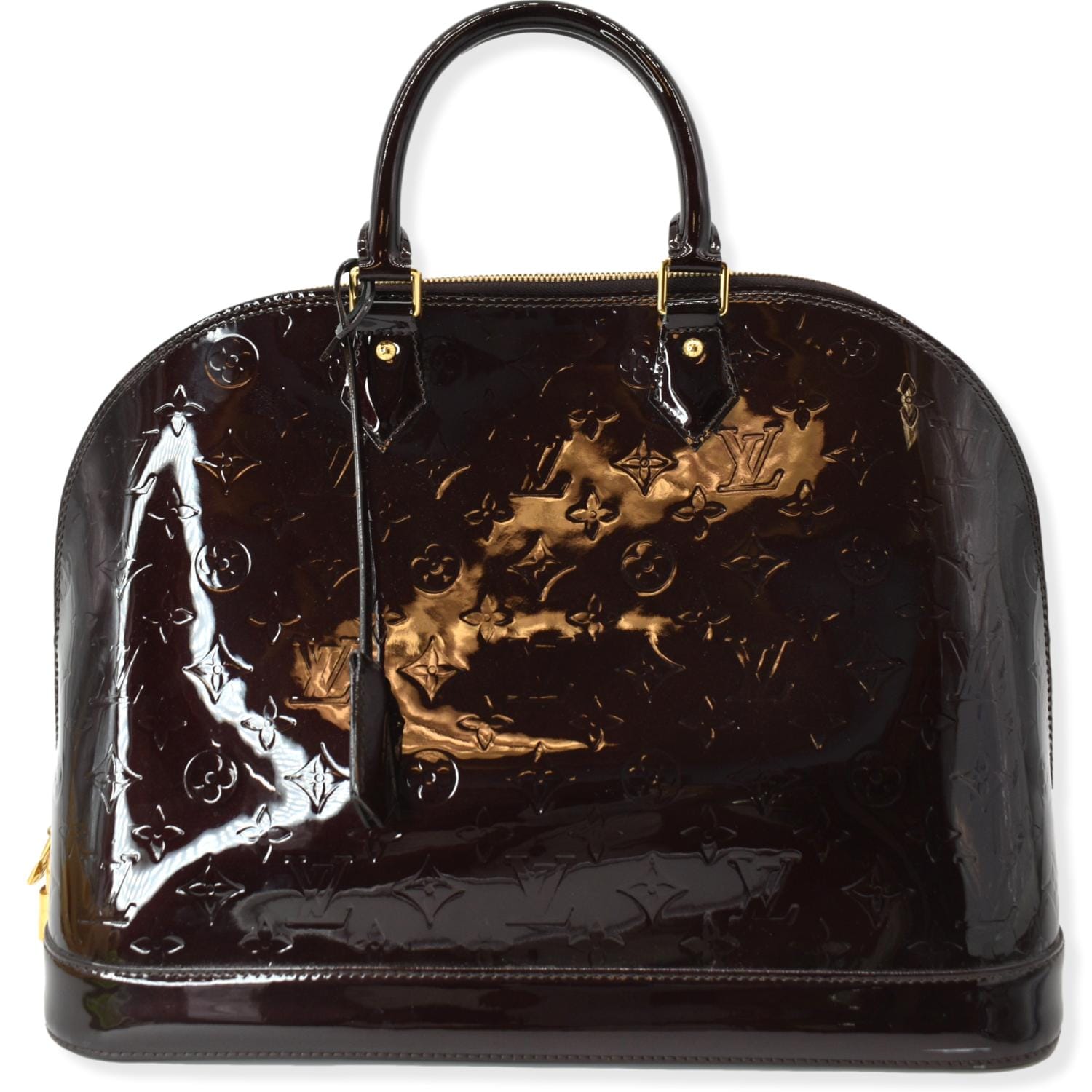 Louis Vuitton Alma Pm Patent Leather Handbag in Black