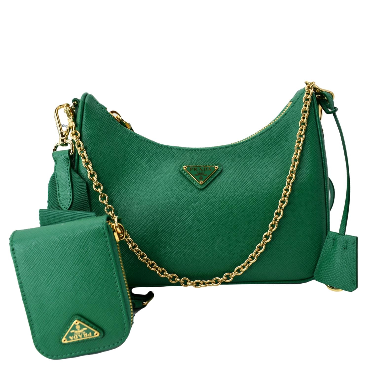 Prada Saffiano Double Bag Tote Medium - Green | Editorialist