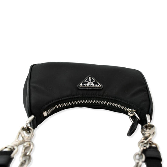 Prada Re-Edition Shoulder Bag Mini Nylon Black in Nylon with Silver-tone -  US