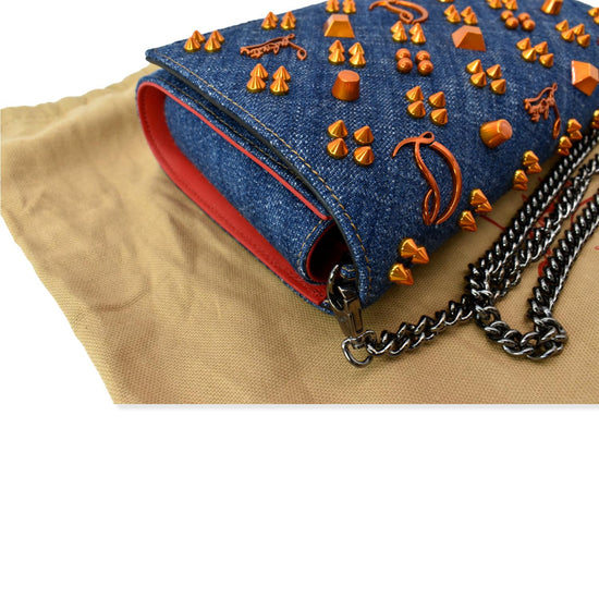 Clutch bag Christian Louboutin Blue in Denim - Jeans - 33790742