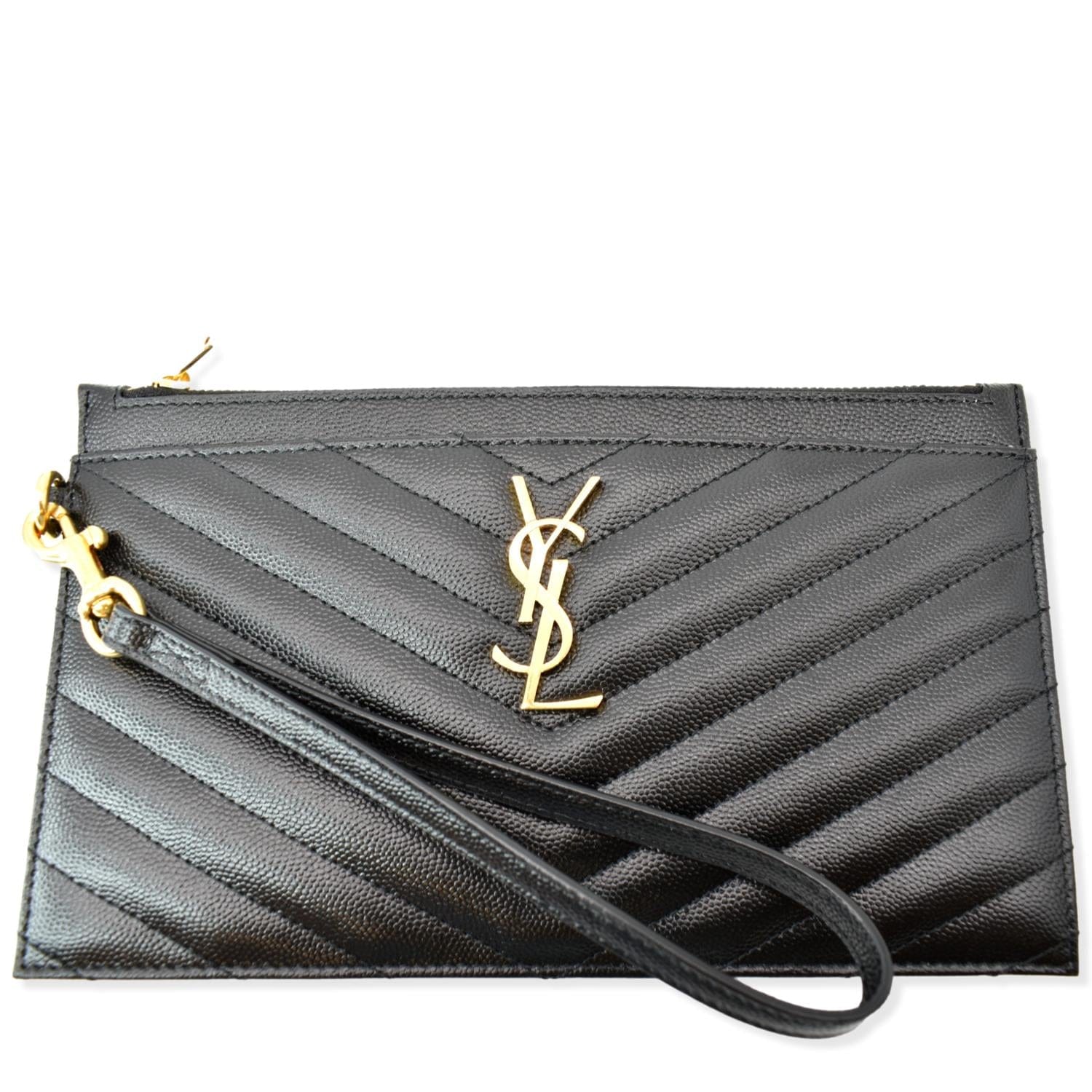 Saint Laurent Monogram Ysl Matte Quilted Bill Pouch Wallet In