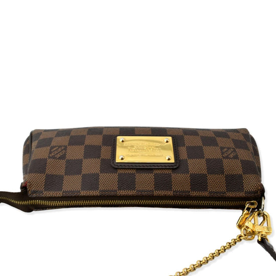 LOUIS VUITTON Pochette Eva Damier Ebene Clutch Crossbody Bag Brown-US