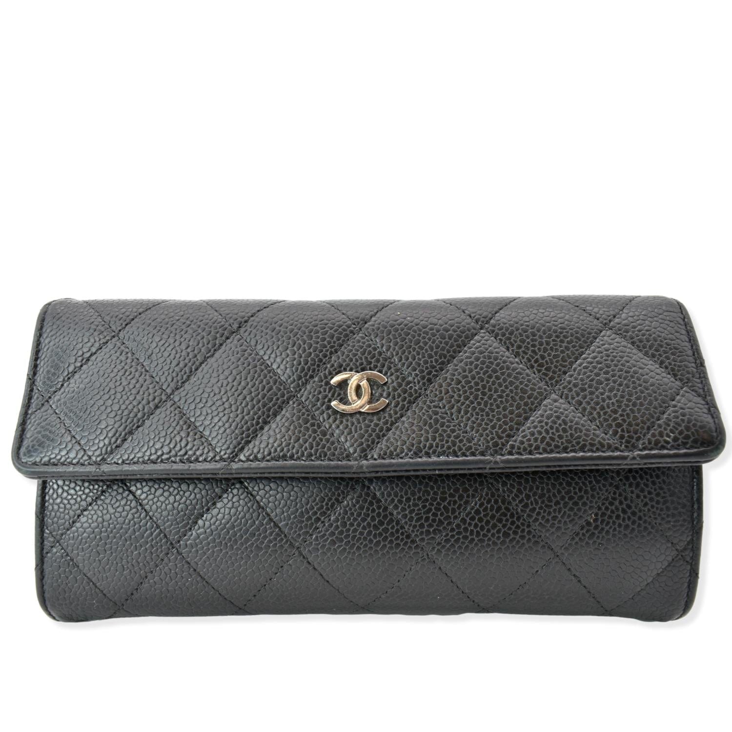Chanel Black Quilted Caviar Long Flap Wallet, myGemma