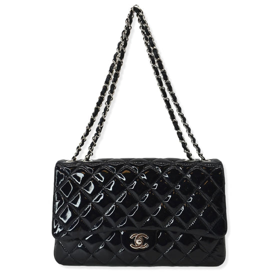Used Black Chanel Authentic Perforated CC Black Patent Leather Tote Bag  Silver Hardware Houston,TX