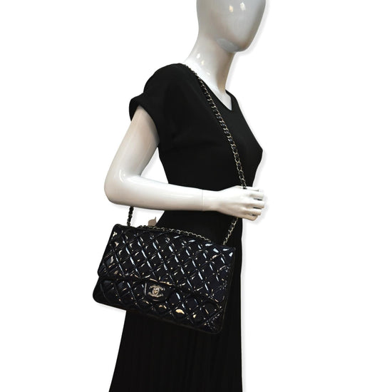 Chanel Accordion Pushlock Top Handle Flap Bag Black Patent Leather Age –  Madison Avenue Couture