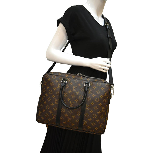 Louis Vuitton Porte-Documents Bandouliere Crossbody Bag Briefcase(Brown)