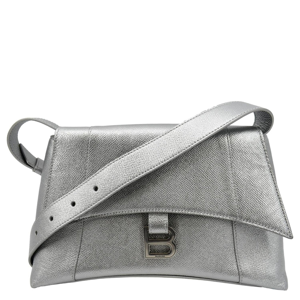 BALENCIAGA Treize Leather Shoulder Bag Metallic Silver