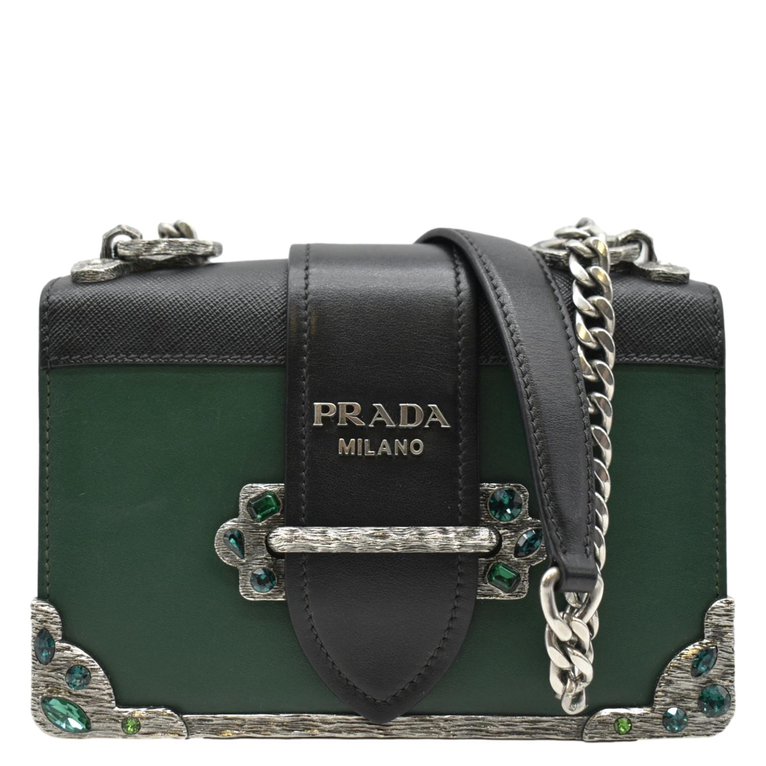 Prada Cahier Swarovski Crystals Leather Shoulder Bag