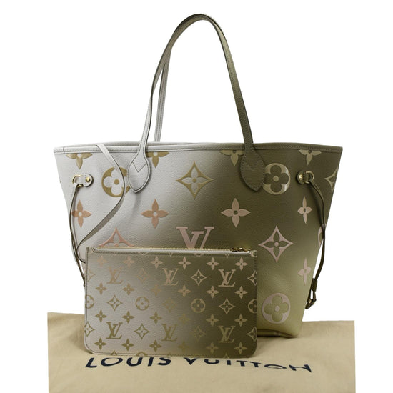 LOUIS VUITTON Neverfull MM Monogram Coated Canvas Tote Sunset Kaki