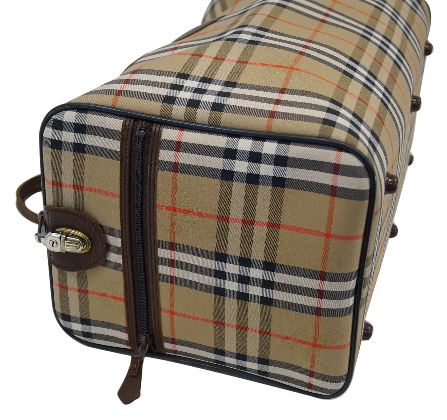 Authentic Burberry Nova Check Canvas Leather Brown Beige Travel Bag TT | Dallas Designer Handbags