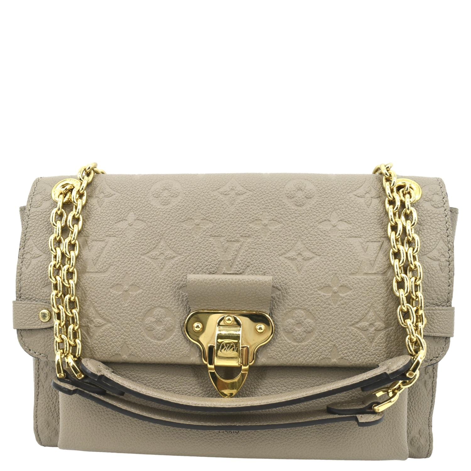 Louis Vuitton Neverfull Enpreinte Mm Taupe Leather Shoulder Bag