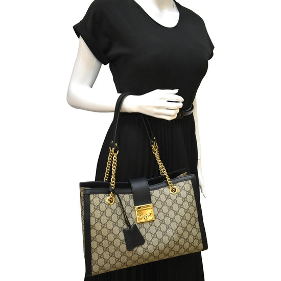 New Gucci Padlock Medium GG Bees Shoulder Bag 479197 