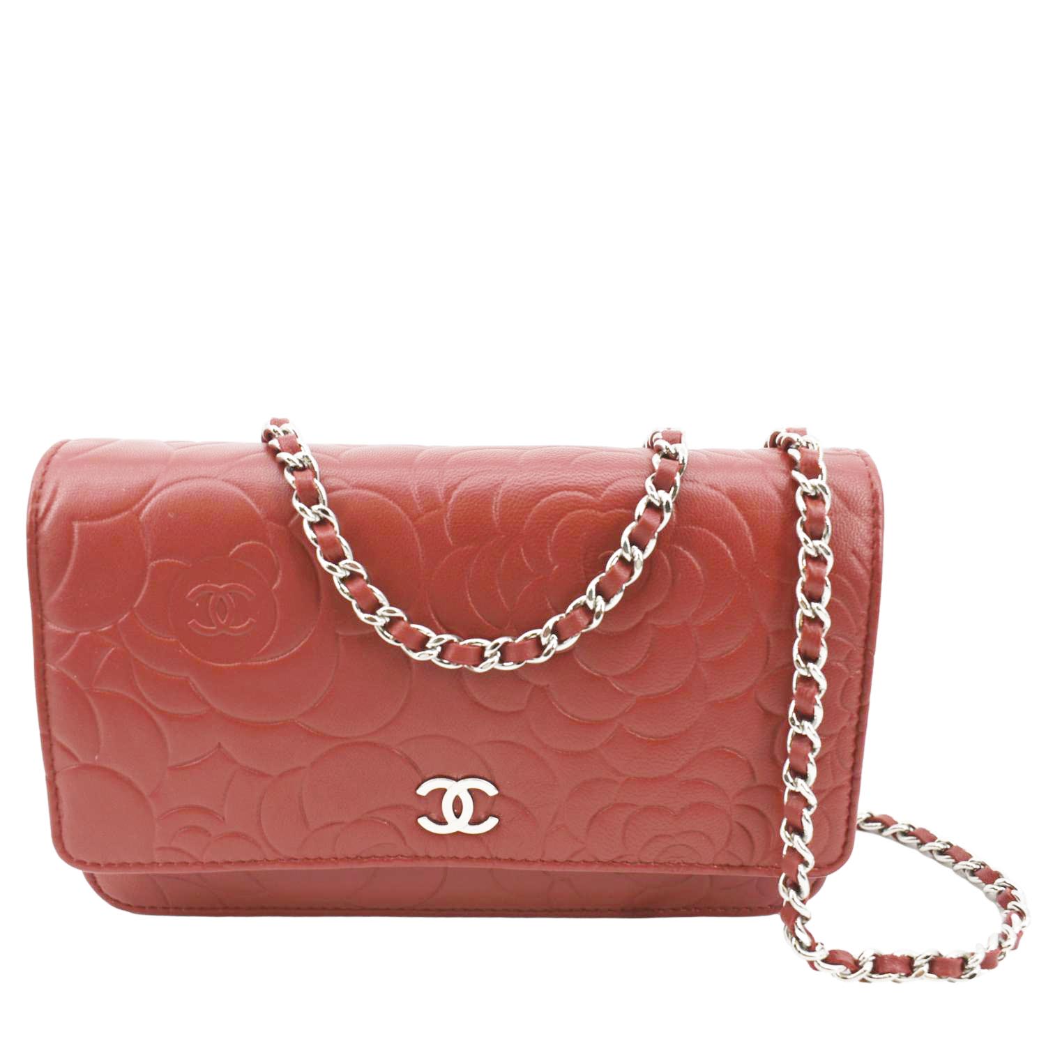 Chanel Camellia Wallet On Chain - Red Crossbody Bags, Handbags