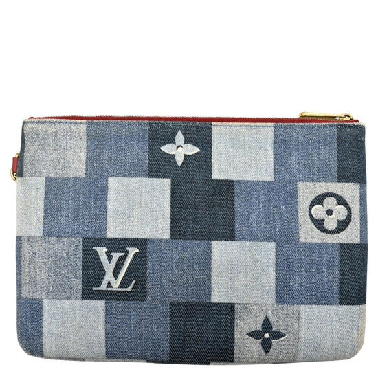 Louis Vuitton Blue Denim City Pouch Wristlet Bag Leather ref