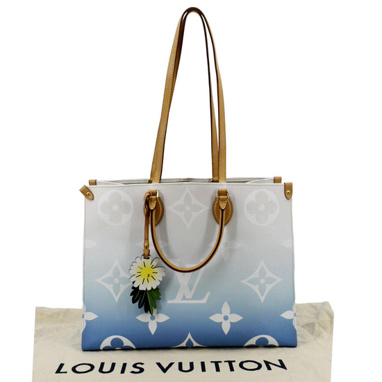 LOUIS VUITTON MYKONOS ONTHEGO GM Shoulder BAG Large AZURE BLUE Pool HandBAG  NEW