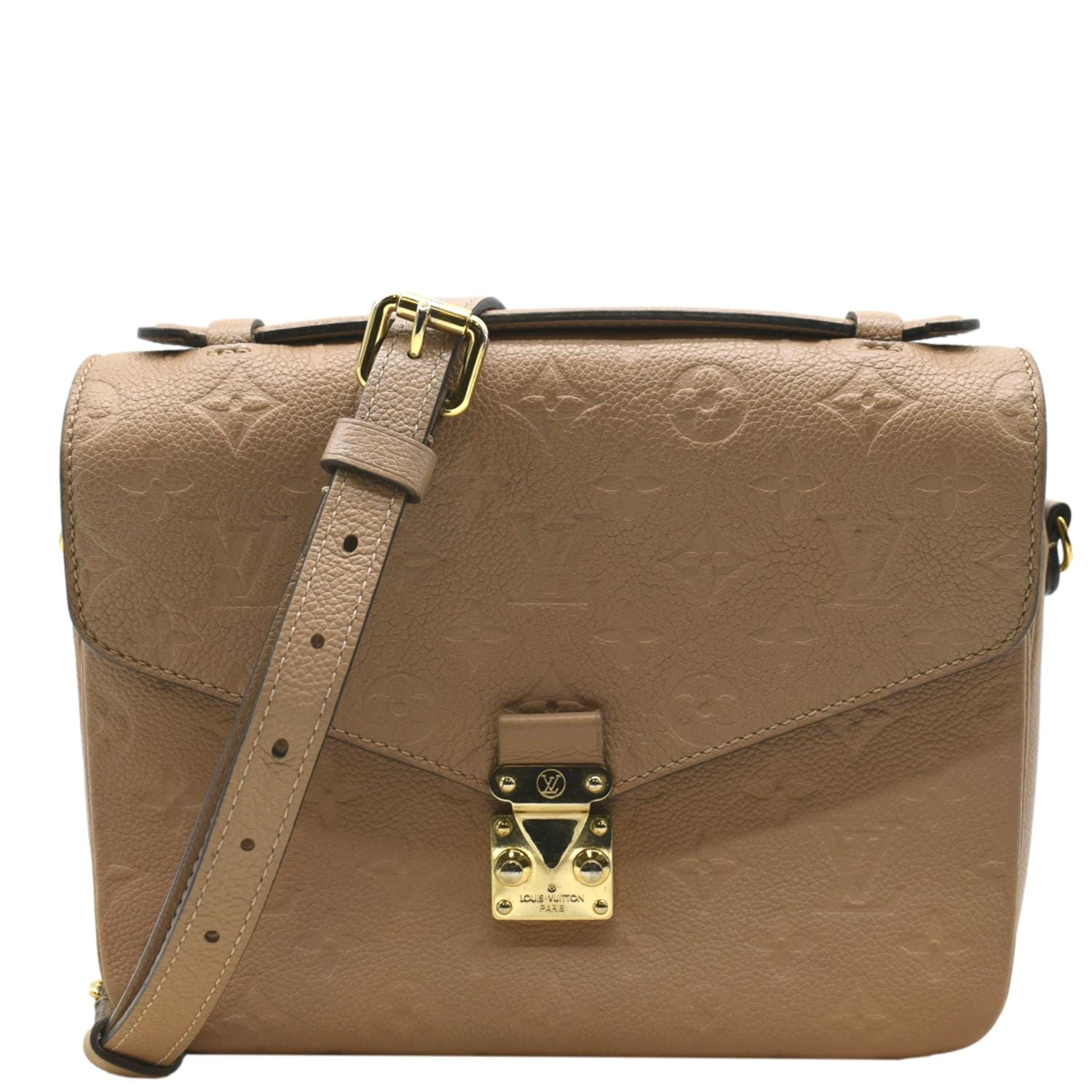 LOUIS VUITTON Metis Pochette Empreinte Leather Crossbody Bag Beige