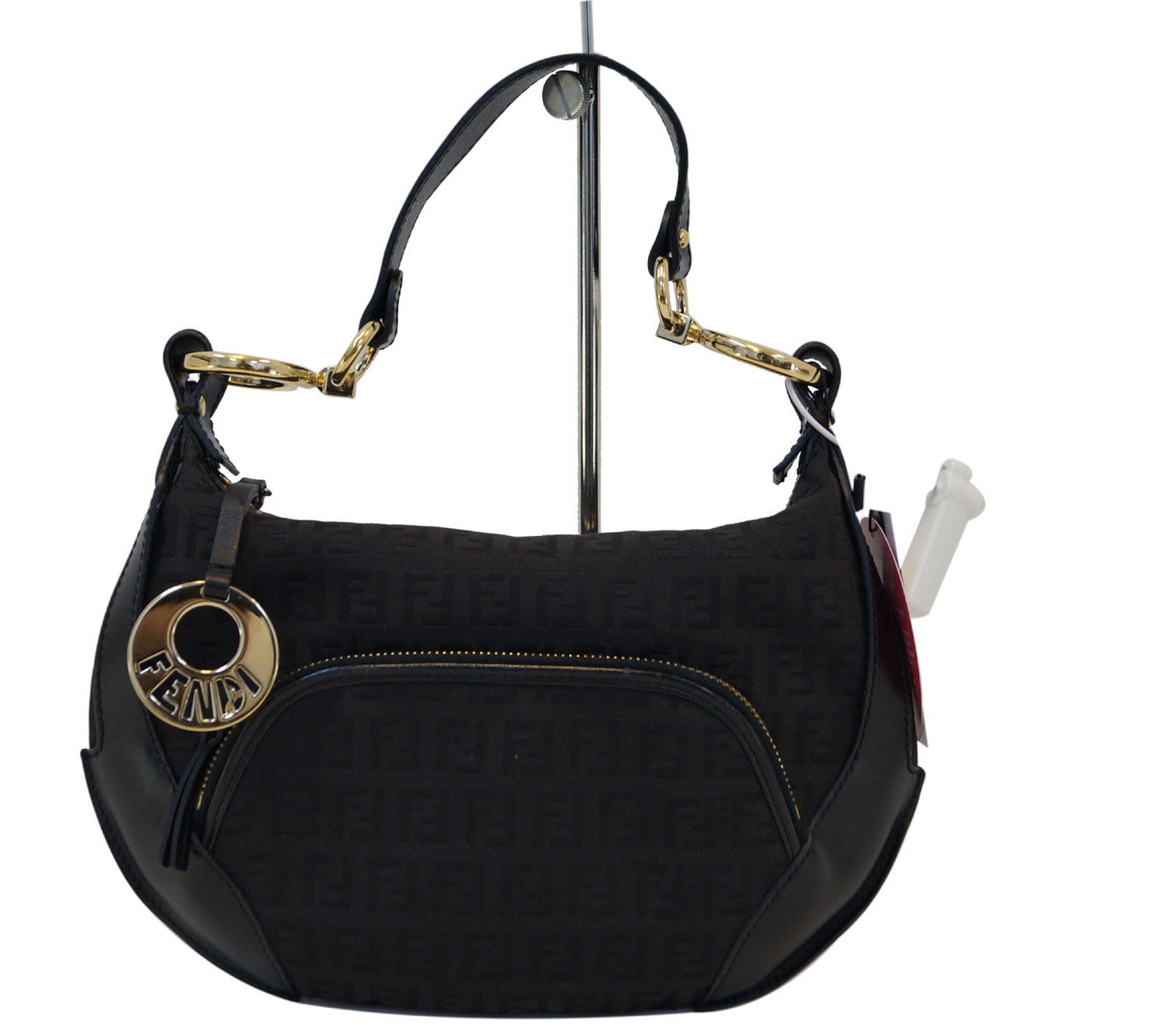 Fendi, Bags, Authentic Fendi Zucchino Shoulder Hand Bag Purse Canvas  Leather Black
