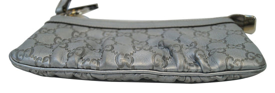 3/8 in. Vachetta Leather Gamaguchi Pochette Wristlet Silver Nickel