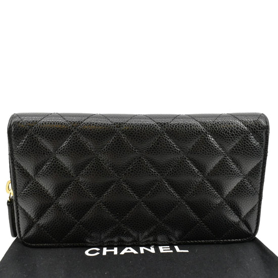 CHANEL Caviar Quilted Medium Zip Around Wallet Black 1267515