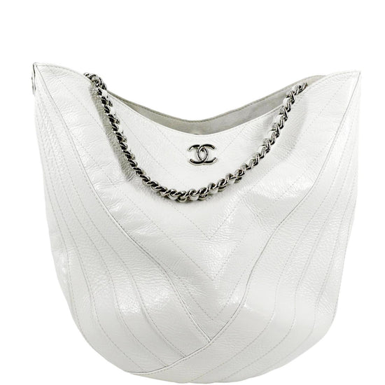 Chanel Black Crumpled Patent Droplet Hobo Silver Hardware, 2018 Available  For Immediate Sale At Sotheby's