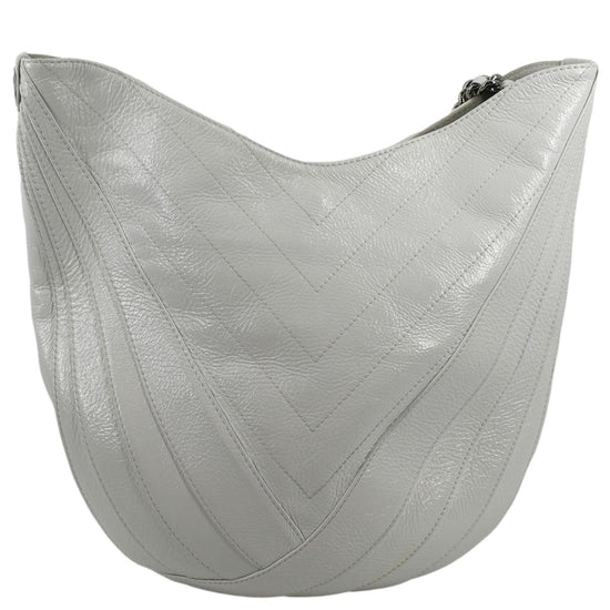 Chanel Droplet Patent Leather Hobo Bag White