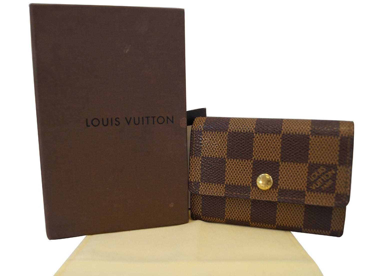 Louis Vuitton Damier Ebene Porte Monnaie Plat Coin Purse (SHF