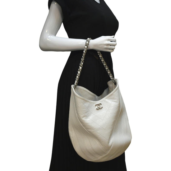 Chanel Black Crumpled Patent Droplet Hobo Silver Hardware, 2018 Available  For Immediate Sale At Sotheby's