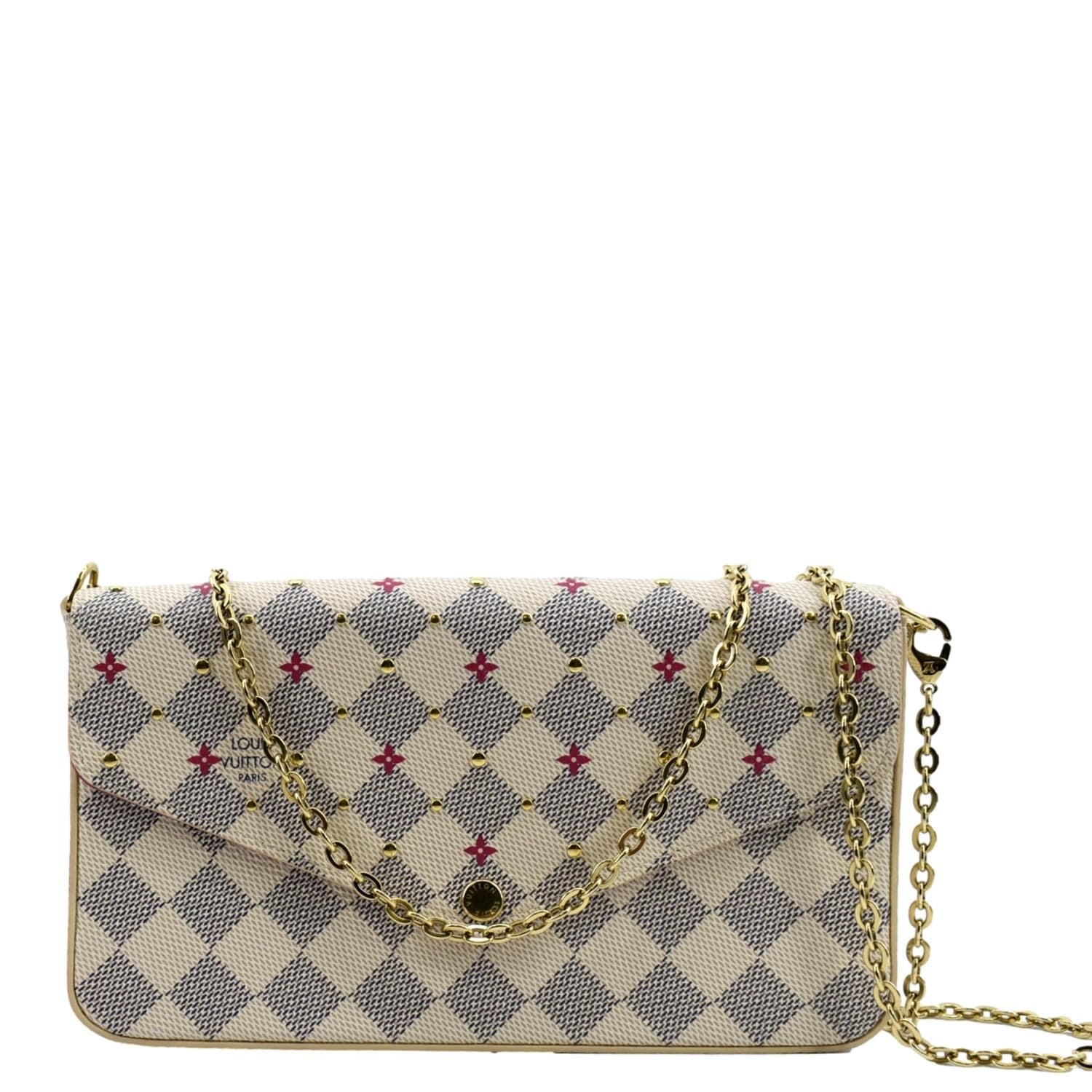 Louis Vuitton Felicie Damier Azur White Pochette for Sale in