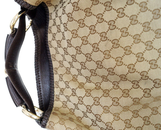 NEW GUCCI HORSEBIT HANDBAG 114900 GG MONOGRAM CANVAS HOBO CABAS