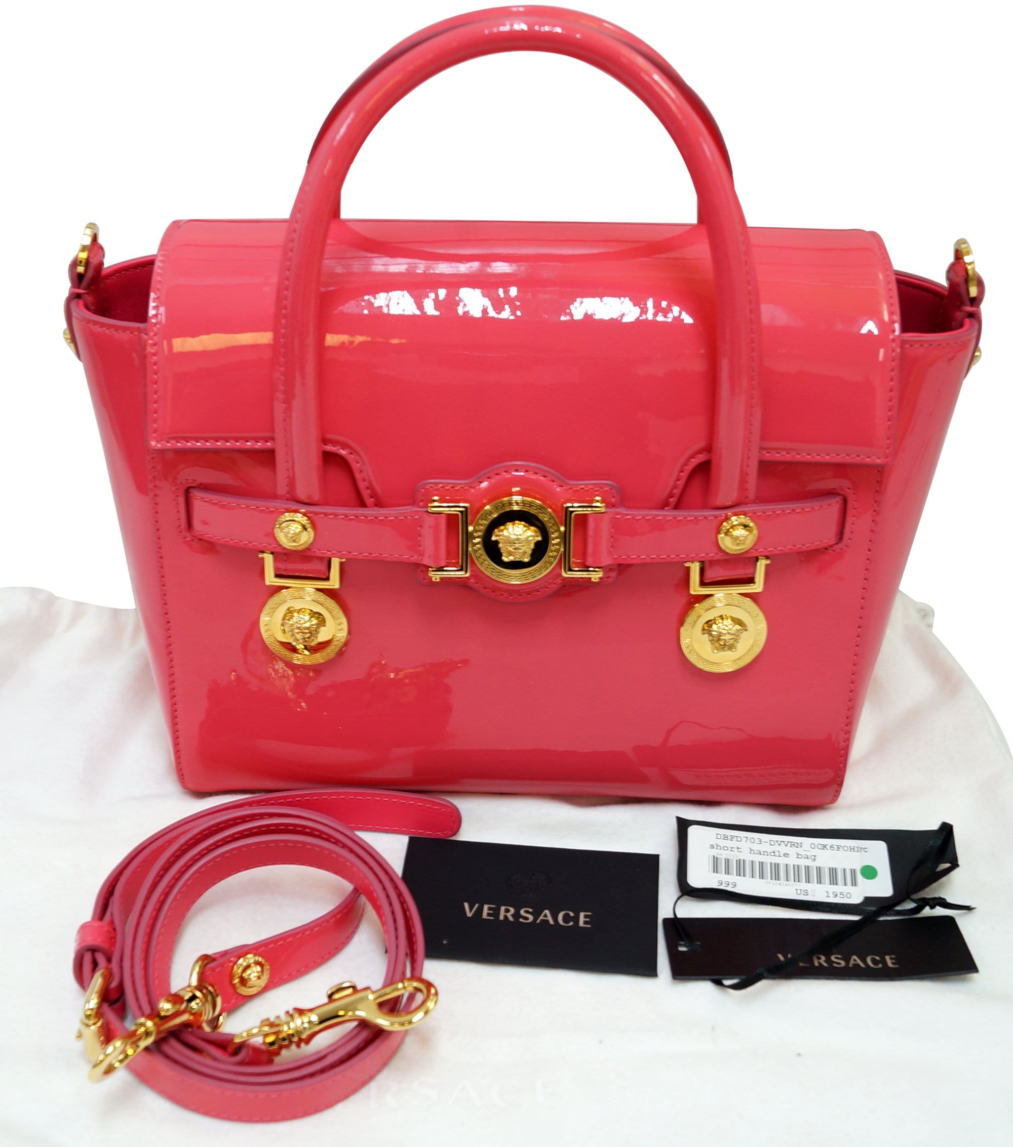 Versace 1969 handbag, brand new with tags!  Handbag, Pink patent leather,  Versace purses