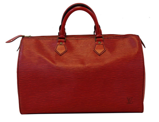 Red Louis Vuitton Epi Speedy 35 Bag – Designer Revival