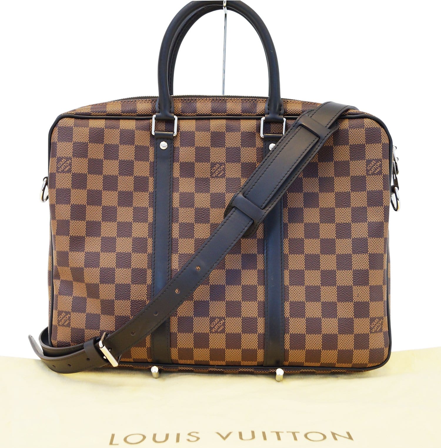 Authentic LOUIS VUITTON Damier Ebene Porte Documents Voyage PM Handbag