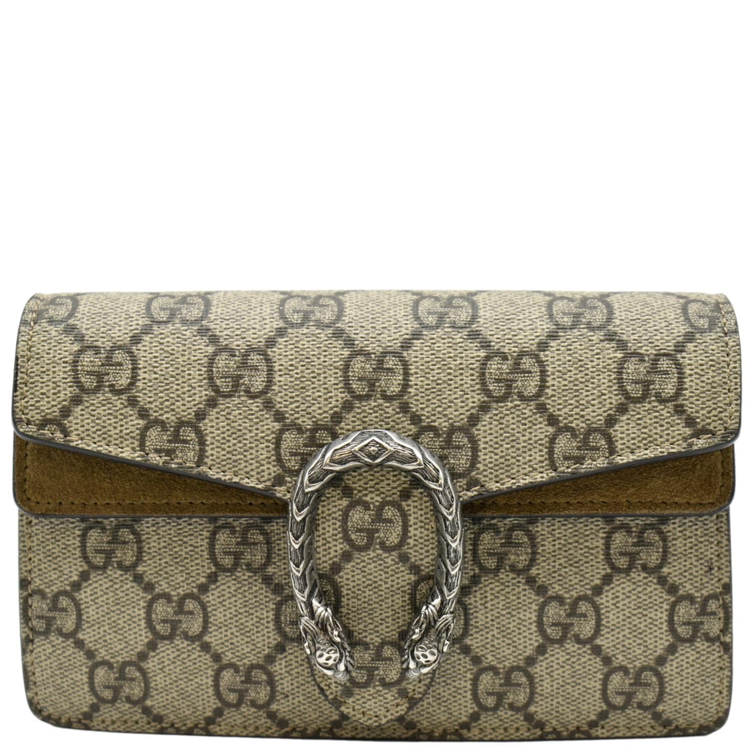 GUCCI GG Supreme Monogram Super Mini Dionysus Shoulder Bag Taupe