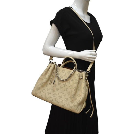 LOUIS VUITTON Bella Mahina Calf Leather Tote Shoulder Bag Cream