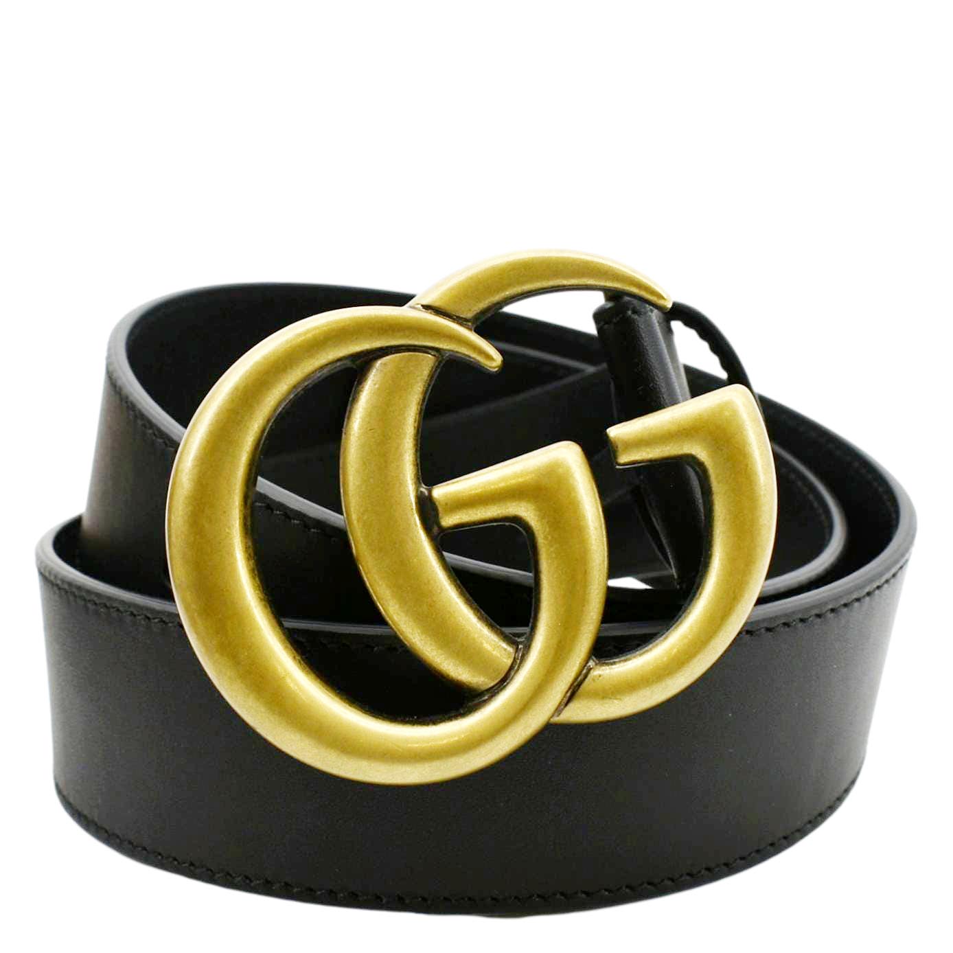 GUCCI Double G Buckle Leather Belt Size 80.32 Black 400593, gucci