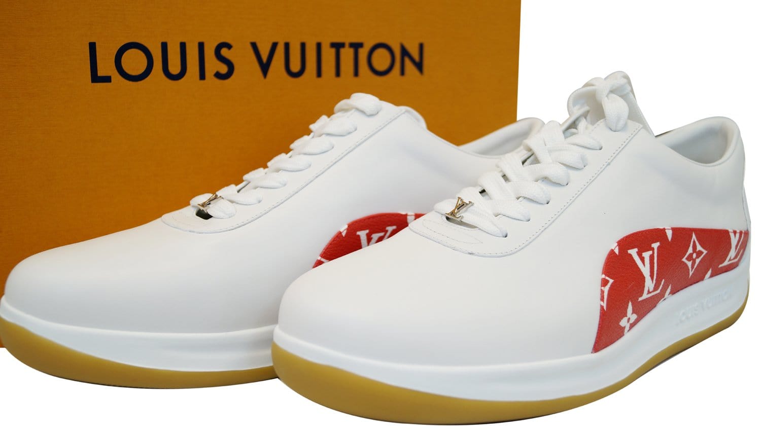 LOUIS VUITTON Supreme X White/Red Sneakers 9.1/2