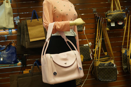 Hermes Lindy - Hermes 34cm Pink Clemence Shoulder Bag